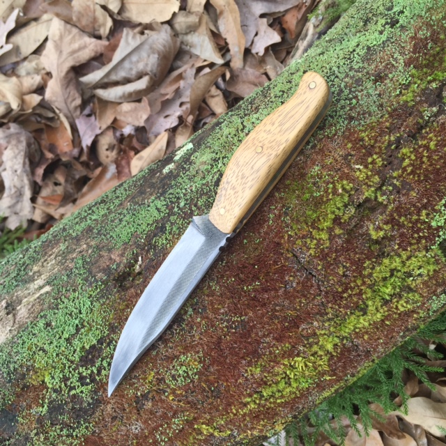 knife on mossy log
